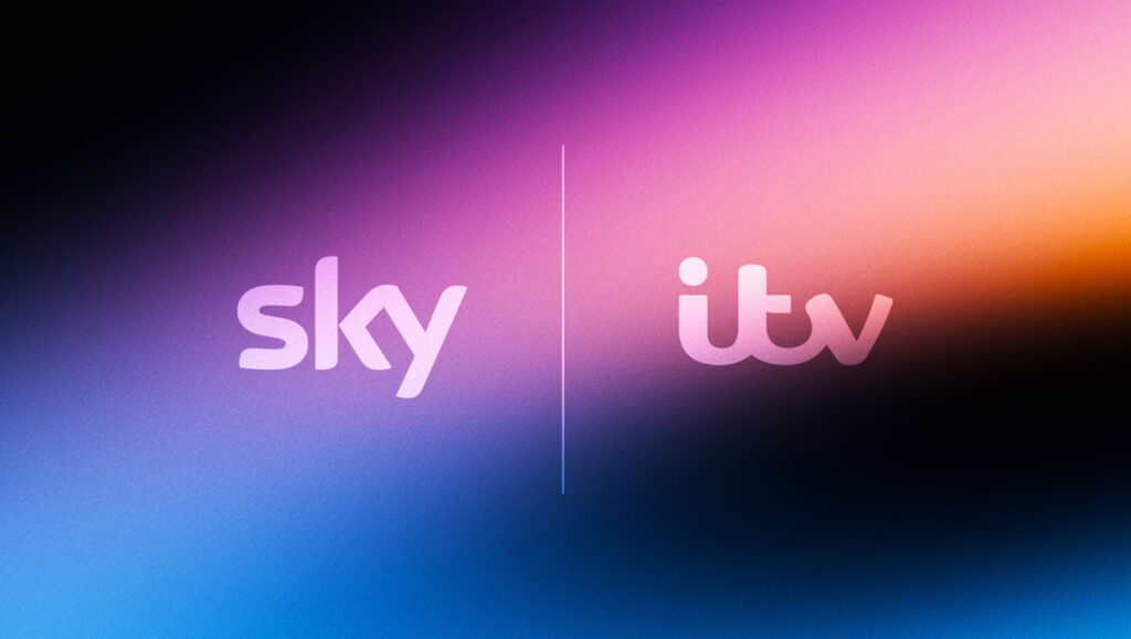 Sky and ITV logos representing the Sky x ITV merger